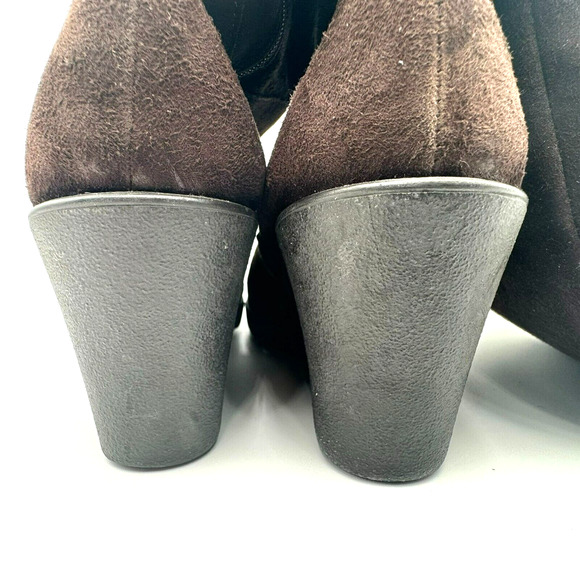 JONES BOOTMAKER | Women's 8 Dark Brown Knee High Zip up Wedge‎ Heel Suede Boots - Picture 4 of 14